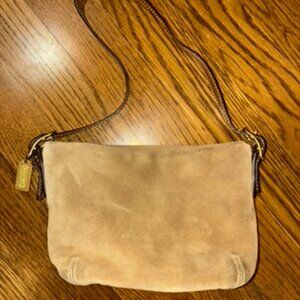 Suede Tan Coach Mini Shoulder Bag